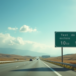 Autoroute américaine avec panneau en miles sous un ciel clair
