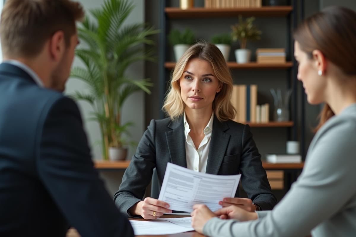 Banquière professionnelle expliquant un prêt immobilier