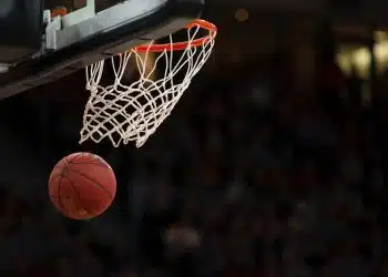 ball under basketball ring