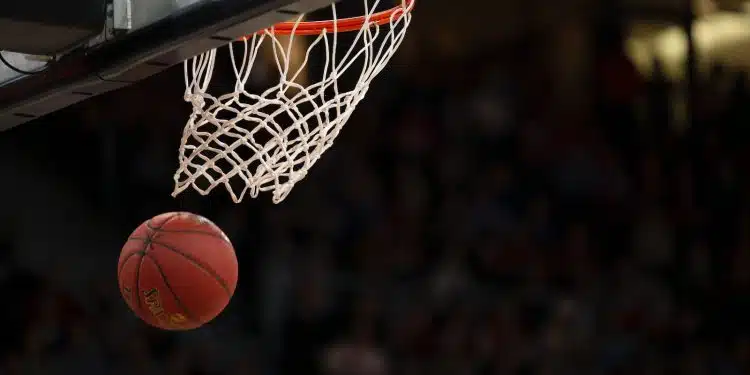 ball under basketball ring