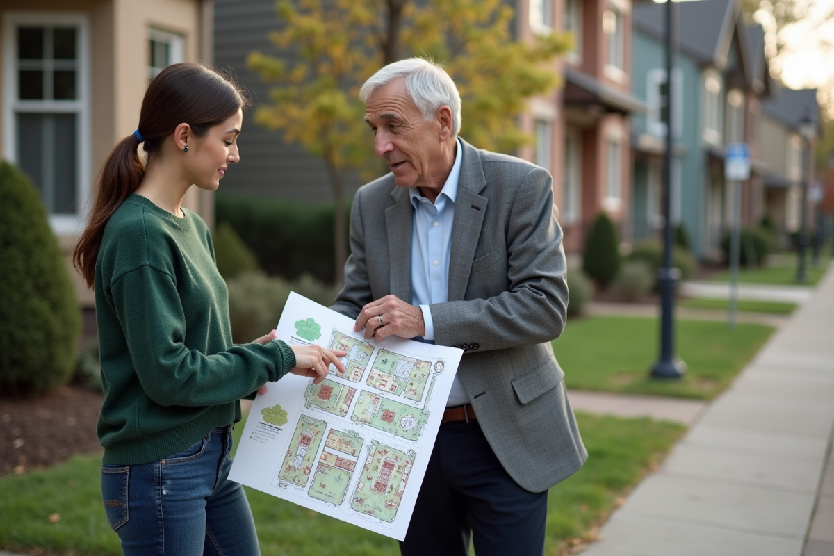 Femme et officiel discutant d
