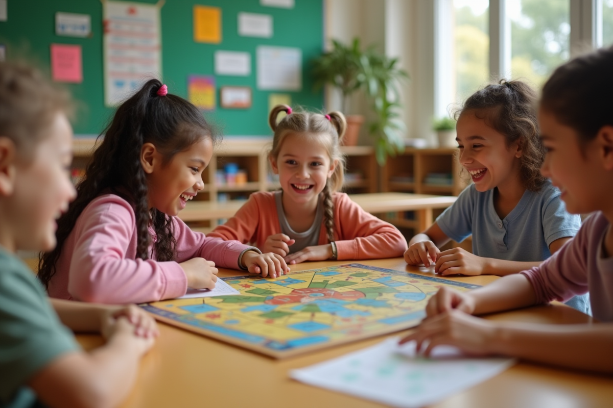 Groupe d'enfants d'école primaire jouant ensemble