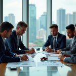 Groupe d'executifs automobiles dans une salle moderne