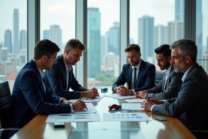 Groupe d'executifs automobiles dans une salle moderne