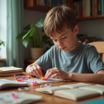 Garçon de 12 ans emballant des bracelets d'amitié faits main