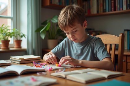 Garçon de 12 ans emballant des bracelets d'amitié faits main