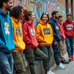Groupe de jeunes adultes en streetwear dans la ville