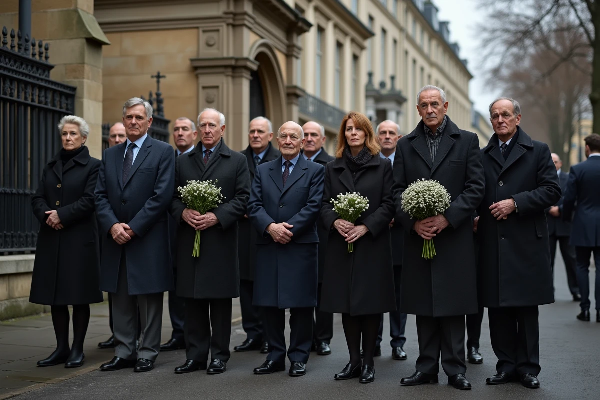 Groupe de personnes rassemblées devant une église à Paris