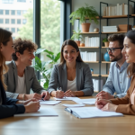 Groupe de professionnels divers dans un bureau moderne