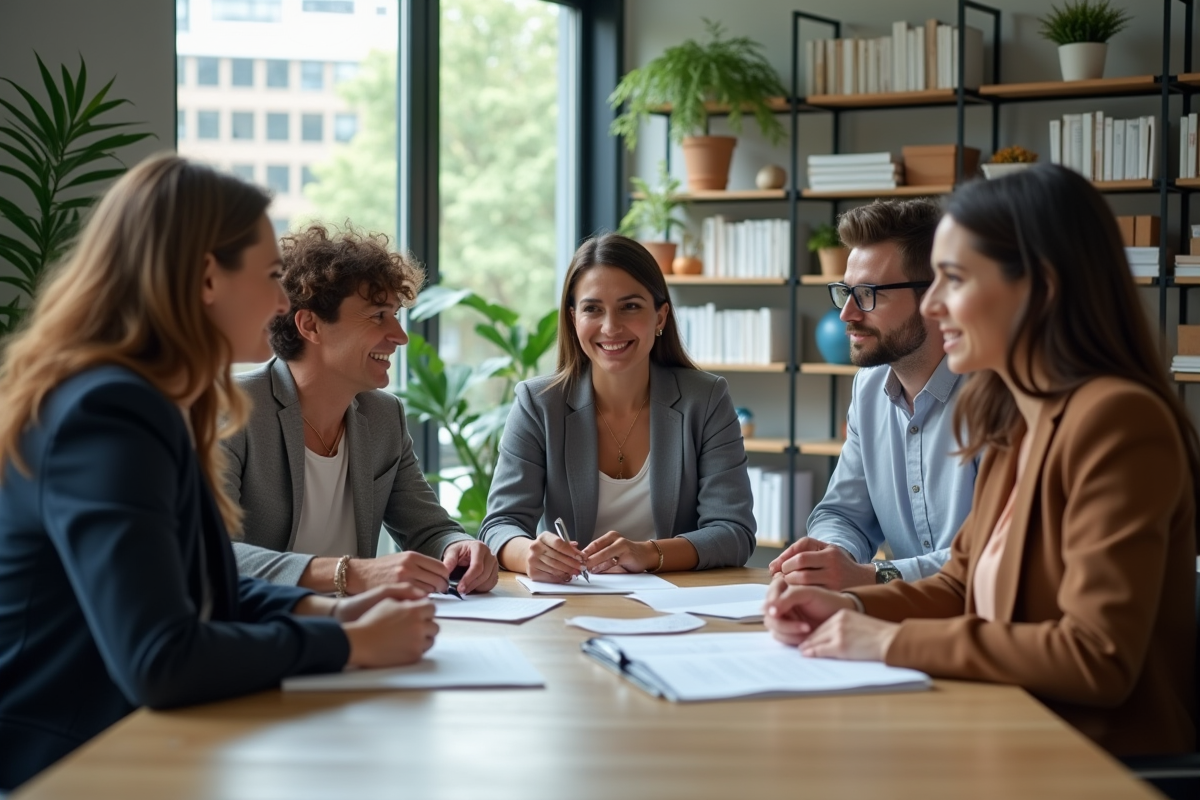 Groupe de professionnels divers dans un bureau moderne