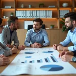 Groupe de professionnels discutant d'un plan de croissance