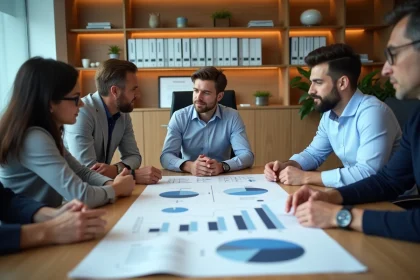 Groupe de professionnels discutant d'un plan de croissance
