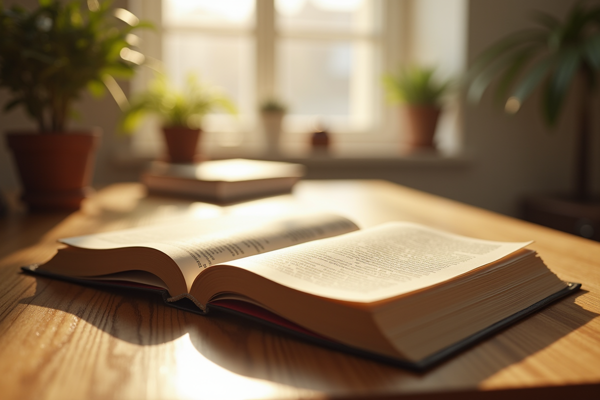 Livre juridique ouvert sur un bureau lumineux avec article 12311