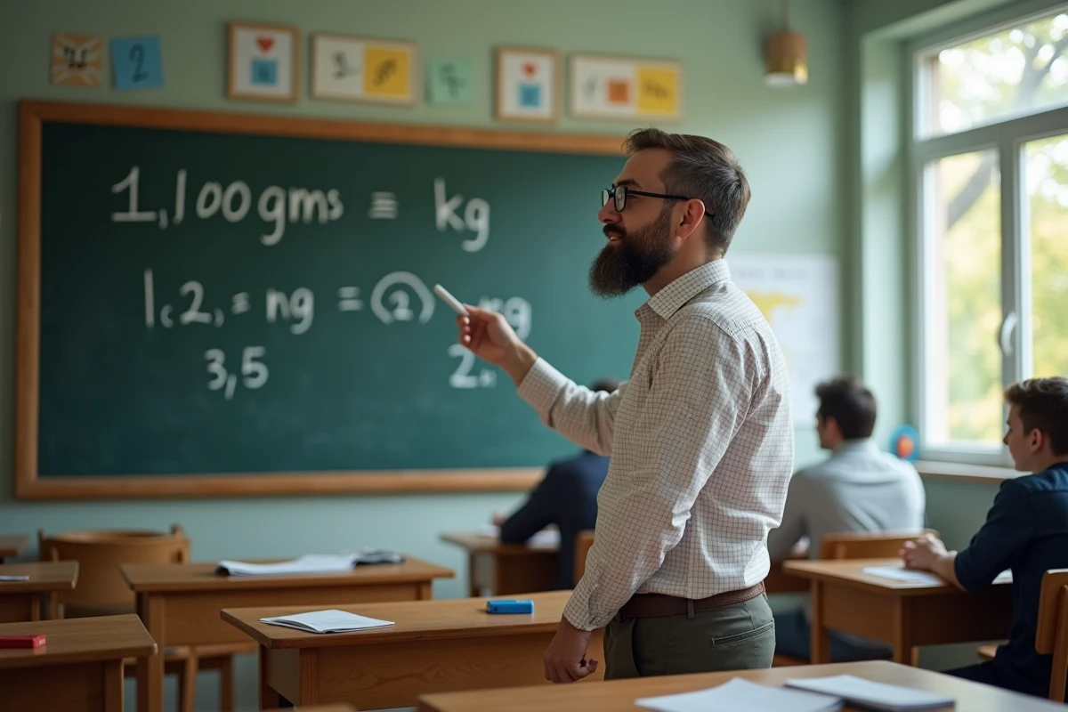 Professeur expliquant la conversion en classe