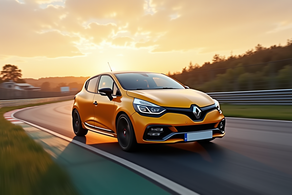Renault Clio 2 RS en mouvement sur circuit lors de l