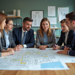 Groupe d'adultes discutant autour d'une carte urbaine