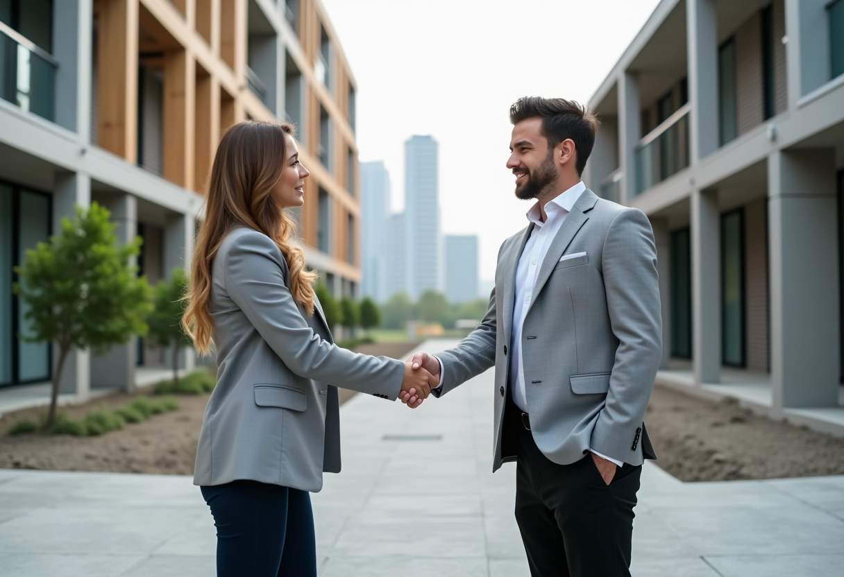 Agent immobilier serrant la main d